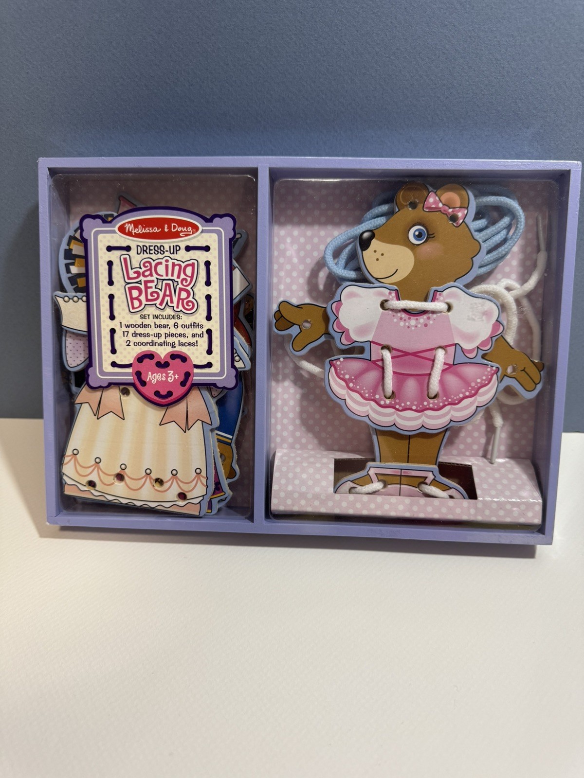 Melissa & Doug Dress Up LACING BEAR Wooden Toy Wood Set- NEW & Sealed