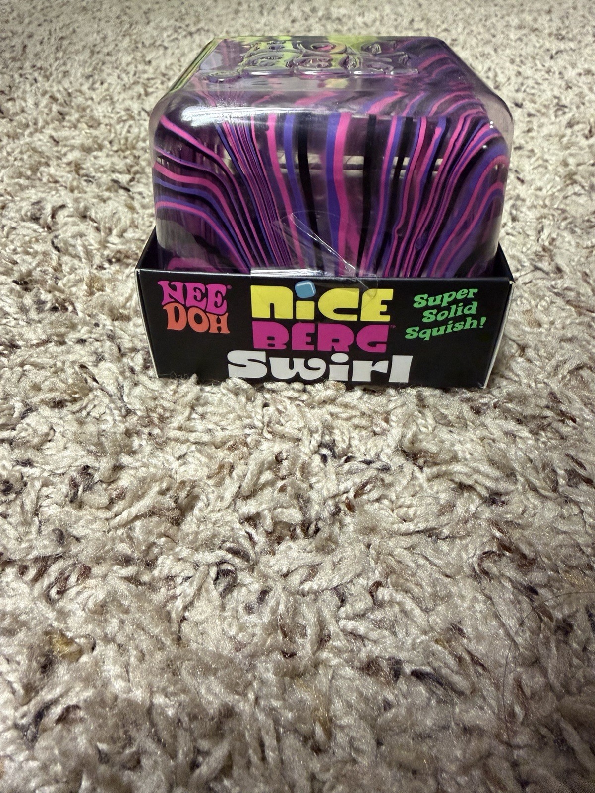 New NeeDoh Nice Berg Swirl XL Giant Nee Doh Squishy Swirl Cube Pink Purple