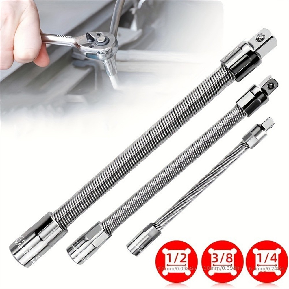 3pcs Flexible Ratchet Extension Rod Socket Extender for Impact Wrench Car Repair