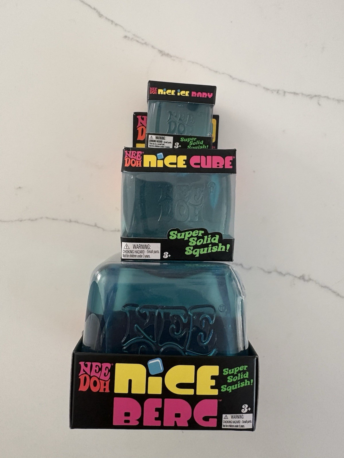 NeeDoh Nice Berg Nice Cube Nice Ice Baby Lot of 3 Super Solid Squish NEW Sensory