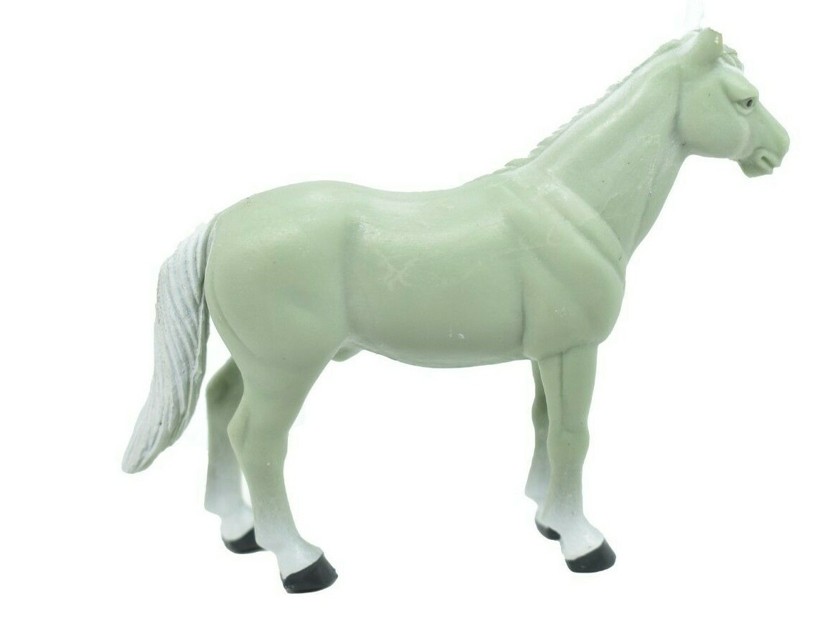 Horse, Gray & White Plastic Toy Animal, Realistic Figure, Farm Model 3.5″ F4420