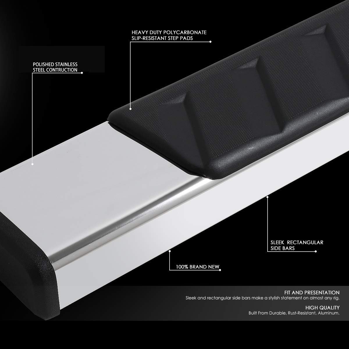 DNA 6.75 Black Running Boards for Chevy Silverado