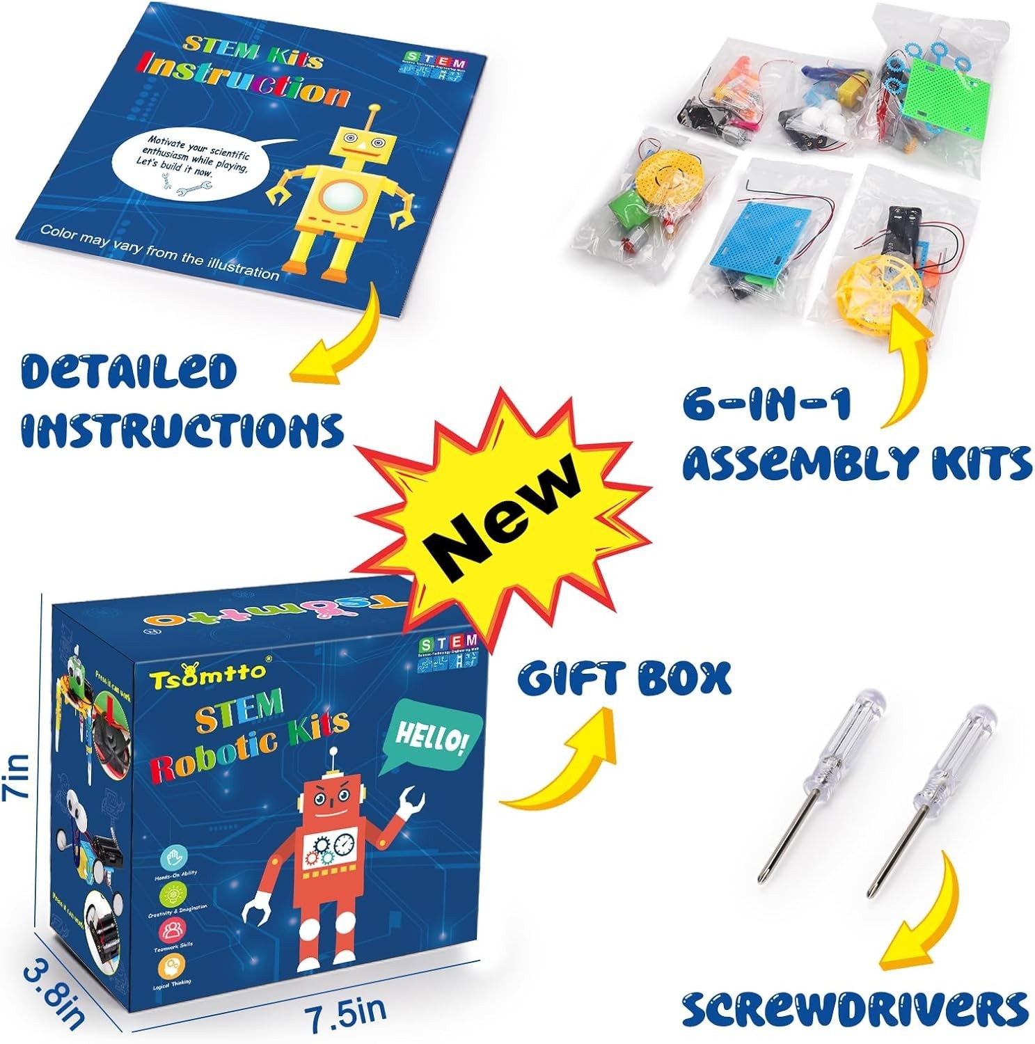 6-in-1 STEM Robotics Kit for Kids Aged 4-12 – Fun Science Building Projects