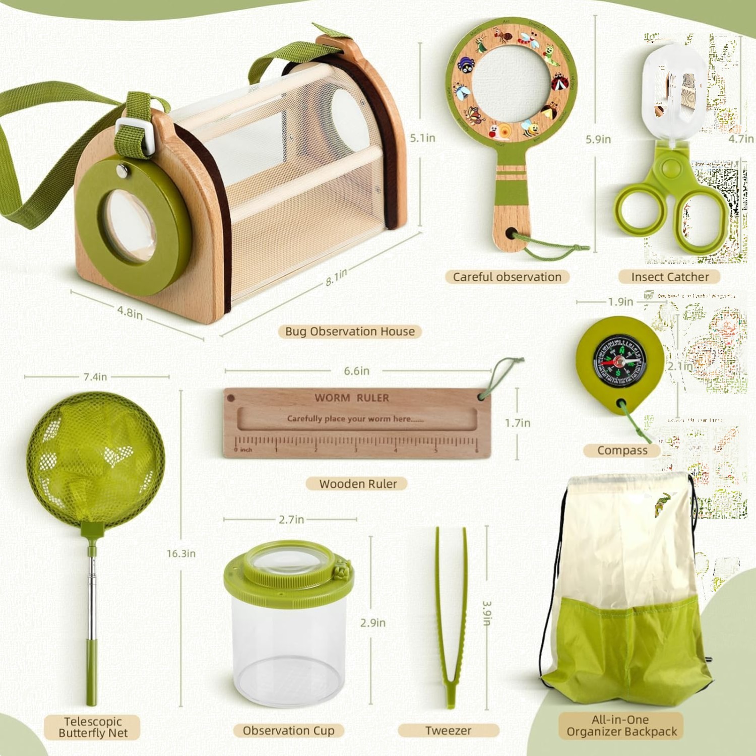 Comprehensive Wooden Bug Catching Kit: Nature Exploration Toy for Ages 3-12