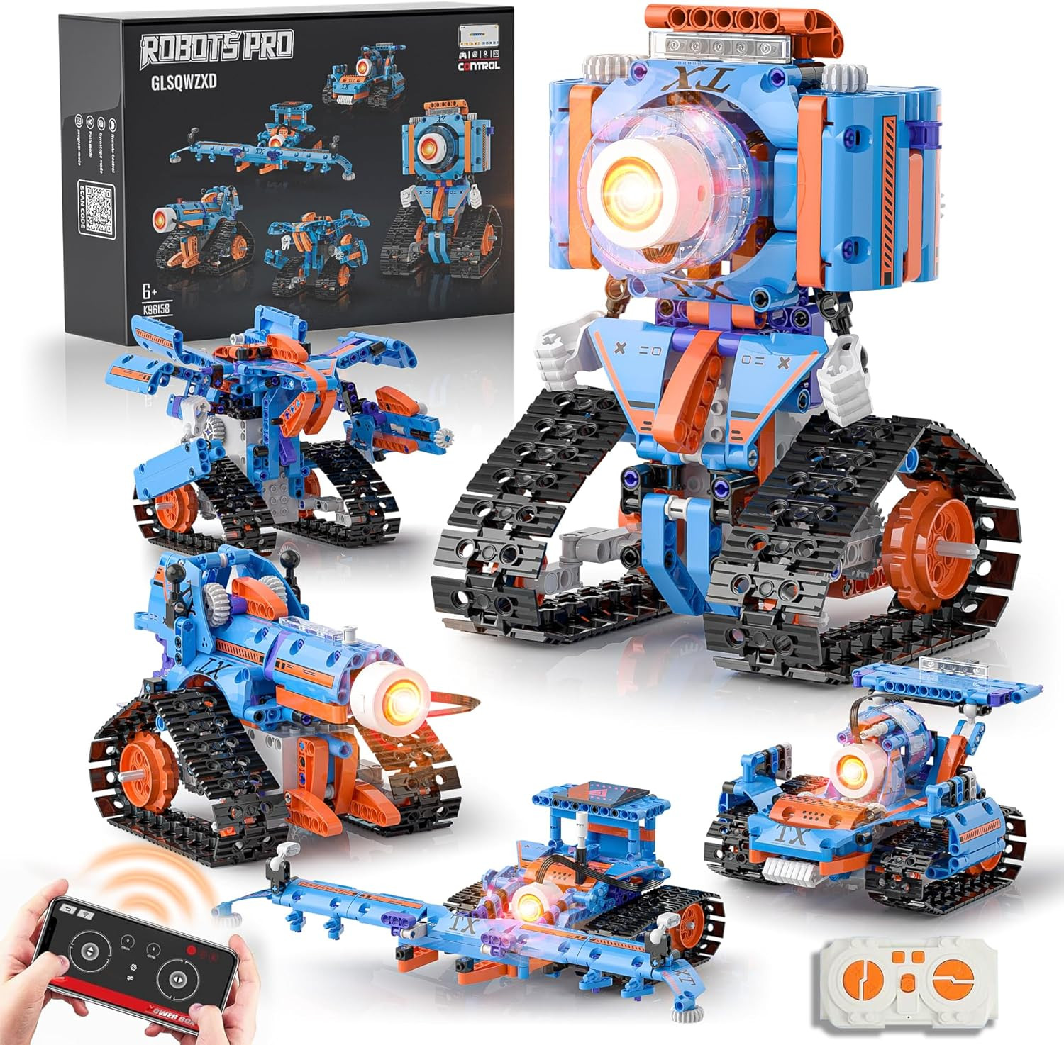 5In1 Robot Building Kits for Kids 6-12, APP & Remote Control STEM Robot Building