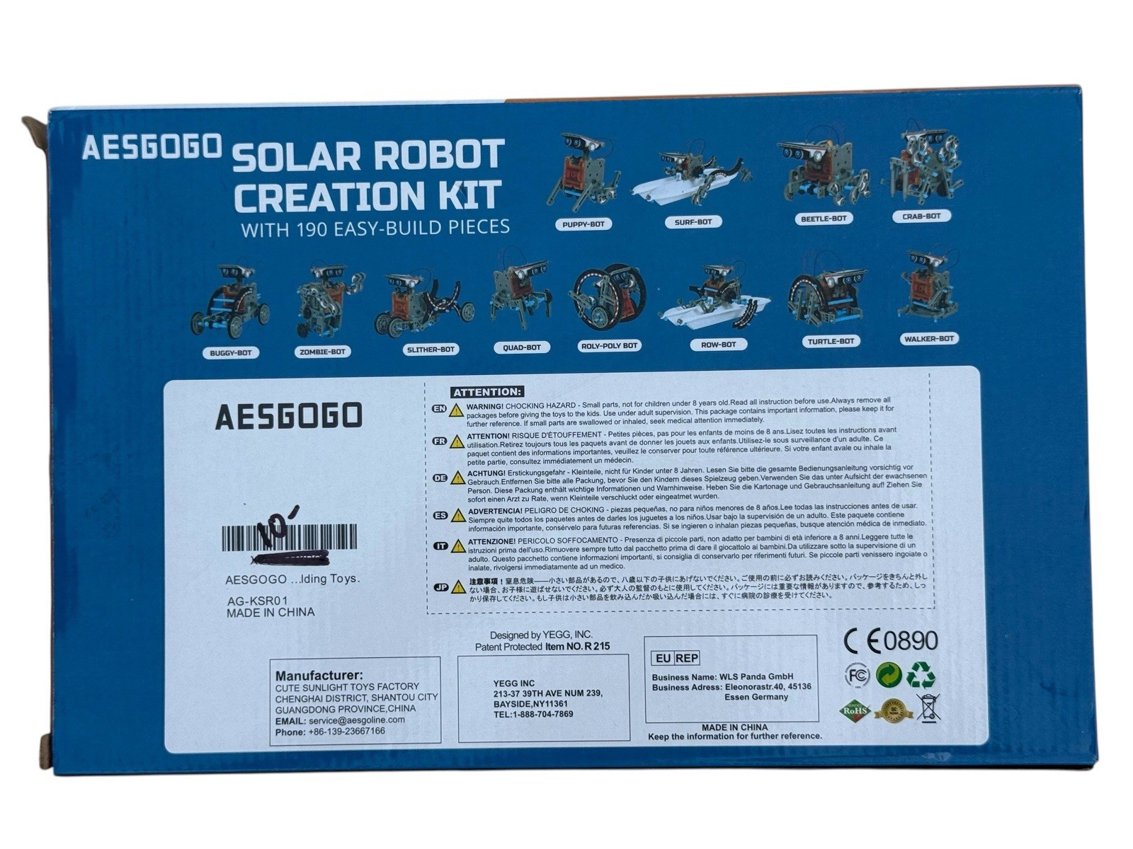 AESGOGO Solar Robot Creation Kit STEM Educational 12-in-1 New Open Box Complete
