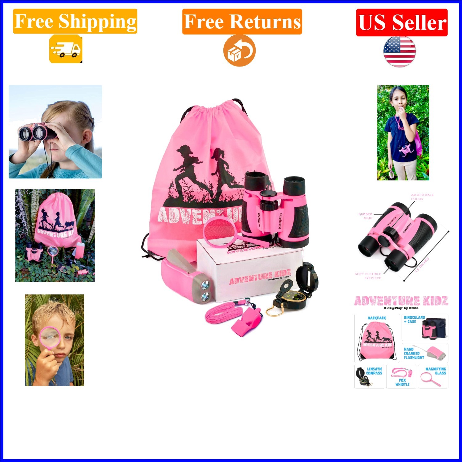Adventure Kidz Outdoor Exploration Kit for Kids – Binoculars, Flashlight, Com…