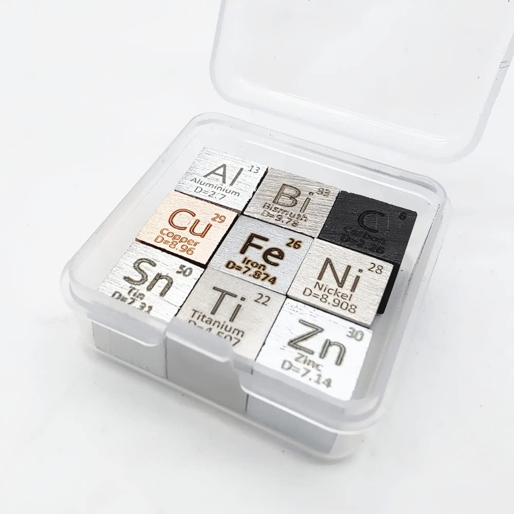 0.39″ Element Cube Set 10mm Density Cubes Copper Iron Bismuth Titanium for Pe…