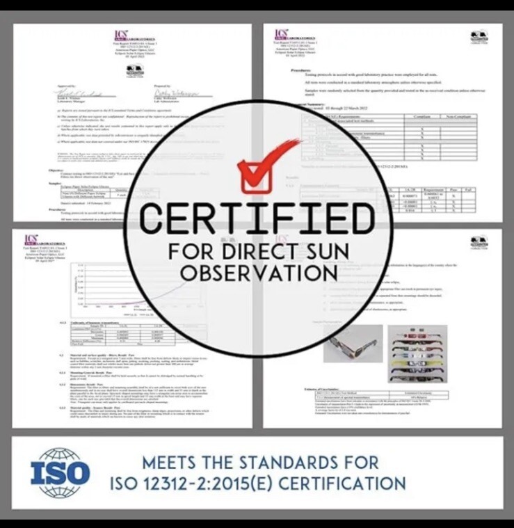 (3 Pack) New American Paper Optics Eclipse Glasses ISO Certified Made in USA