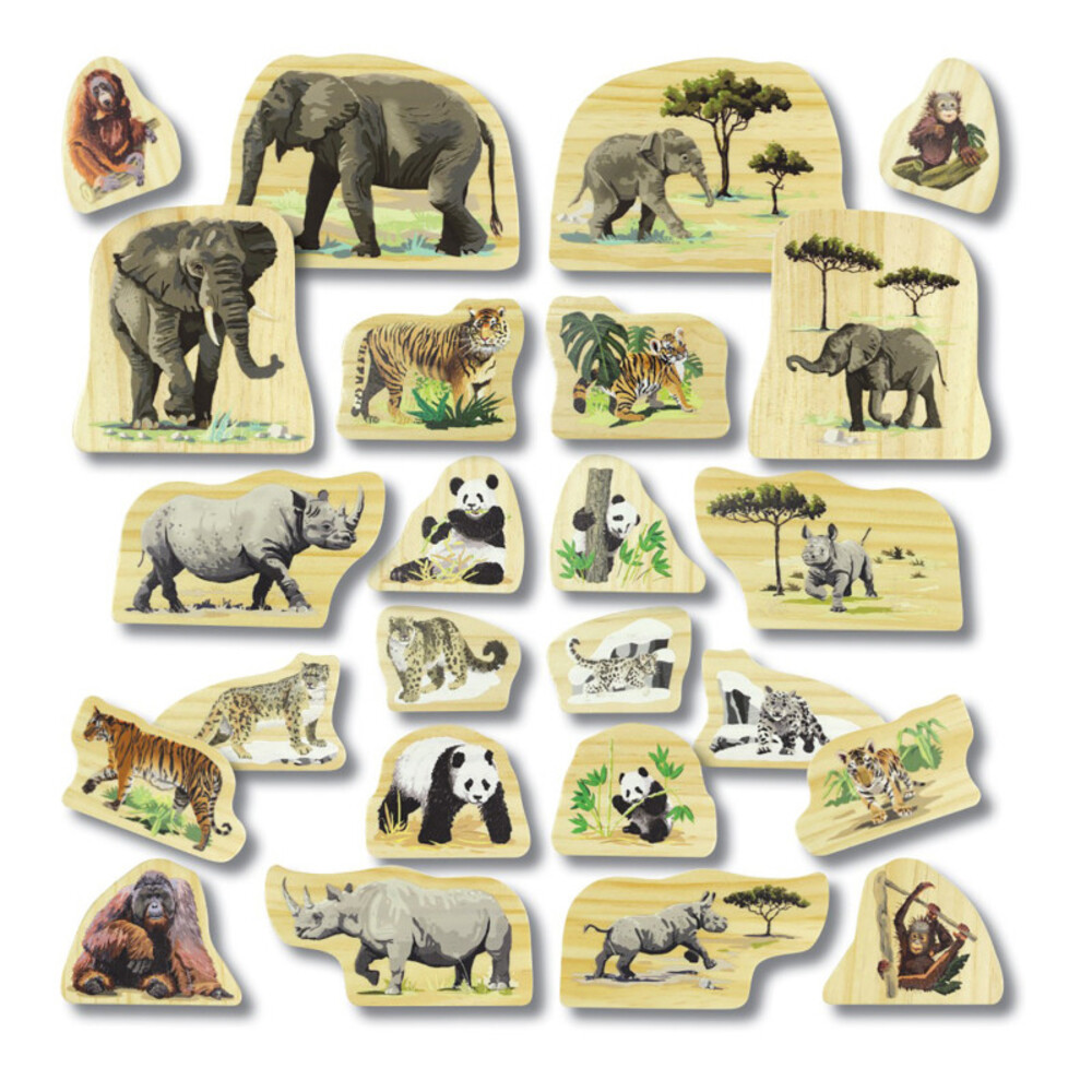 YELLOW DOOR US LLC YUS0203 Endangered Animal Families Wooden Characters