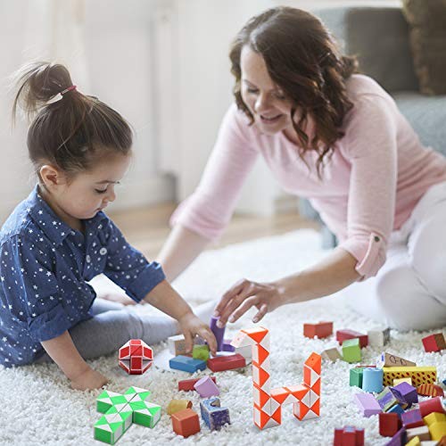 Sunshane 24 Pack 24 Blocks Magic Snake Cube, Mini Snake Speed Cubes, Twist