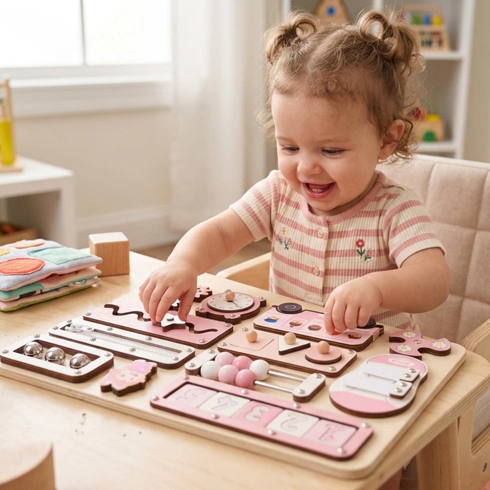 Large Montessori Busy Board for Baby & Toddlers 1-3 — 17-Inch Wooden Sensory …