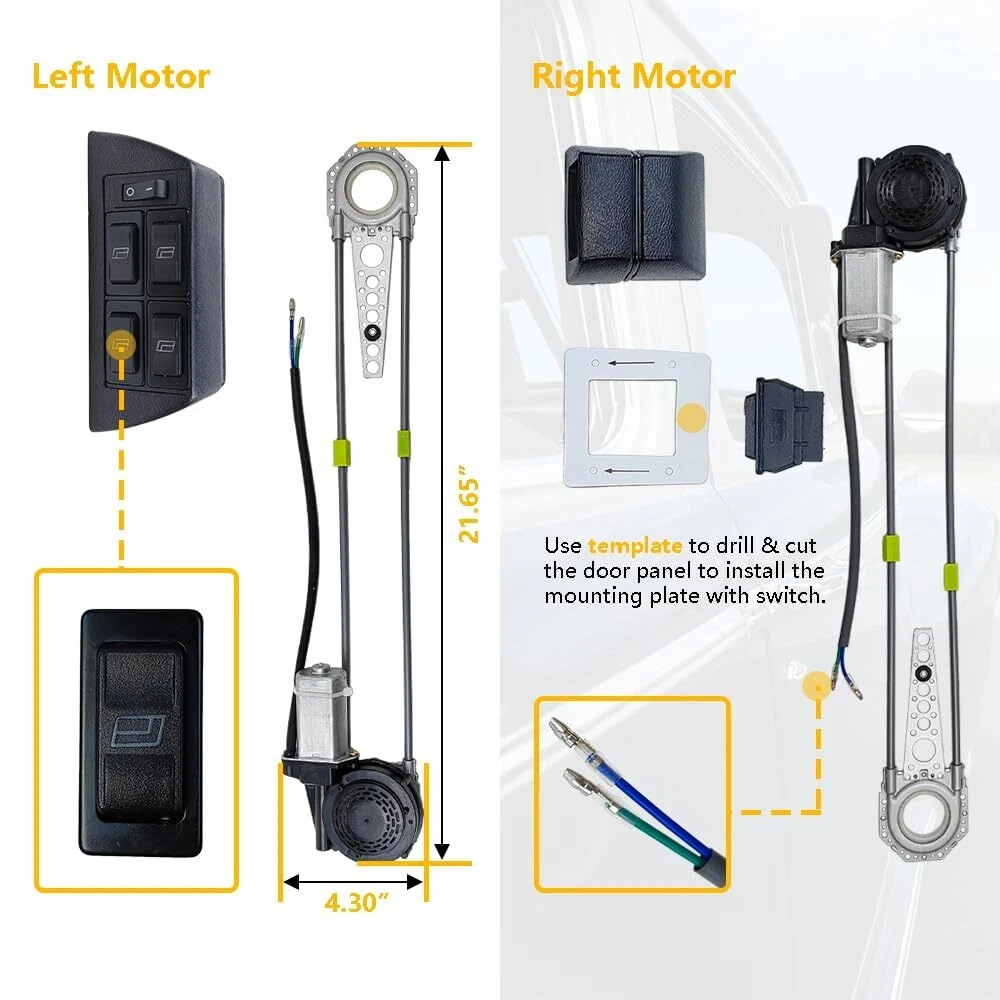 Universal 4-Door Power Window Conversion Kit Electric Power Window Lift Roll Up