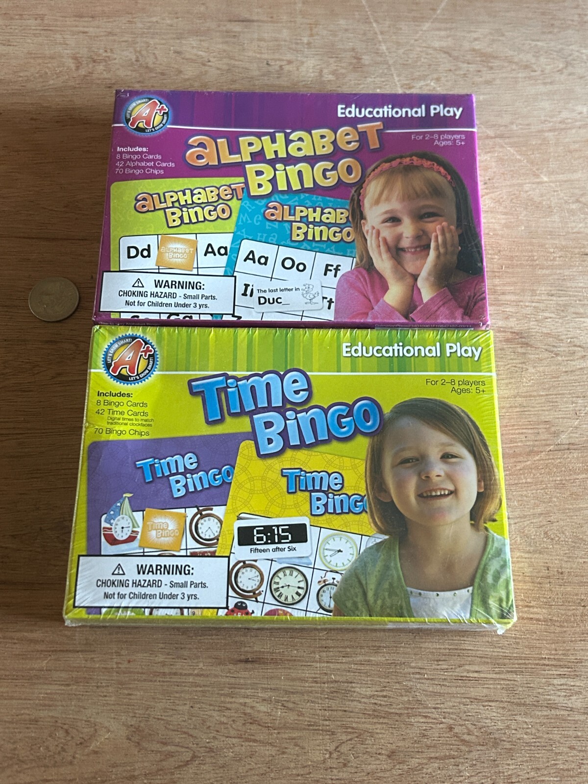 Time Bingo Alphabet Bingo Educational Play Games Factory Sealed lot Homeschool