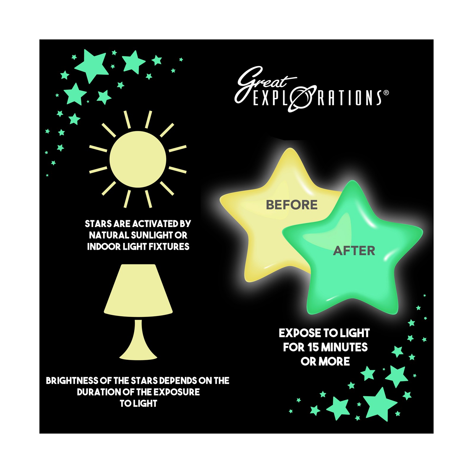 New – Great Explorations Glowing Colorful Twinkle Stars – Ages 5+ | 1+ players