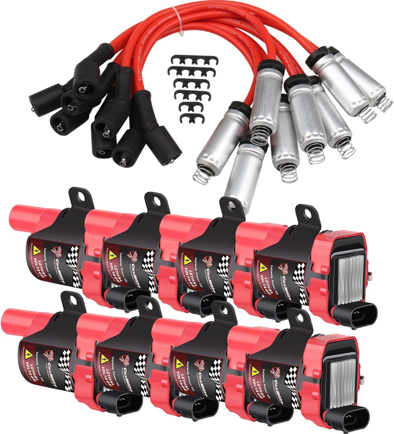 D585 Ignition Coils Pindex 8 Pack w Spark Plug Wires