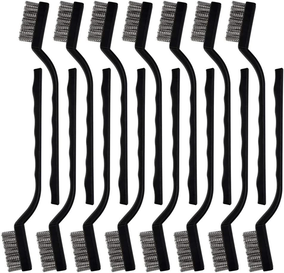 15 Pcs Mini Stainless Steel Wire Brush Set for Cleaning Welding Slag Rust, Wire