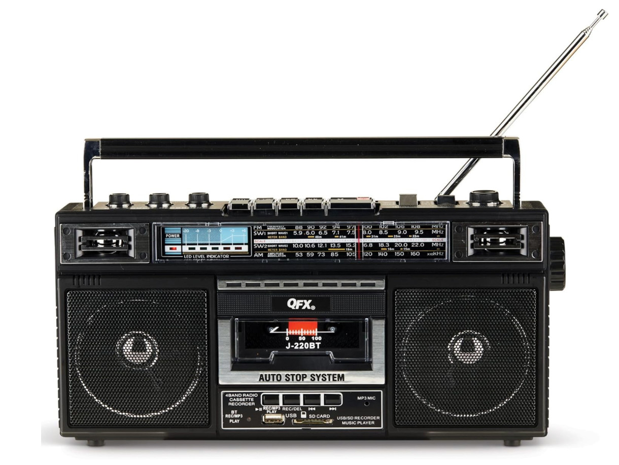Conversión de Boombox MP3 de radio a casete con radio de 4 bandas con Bluetooth,