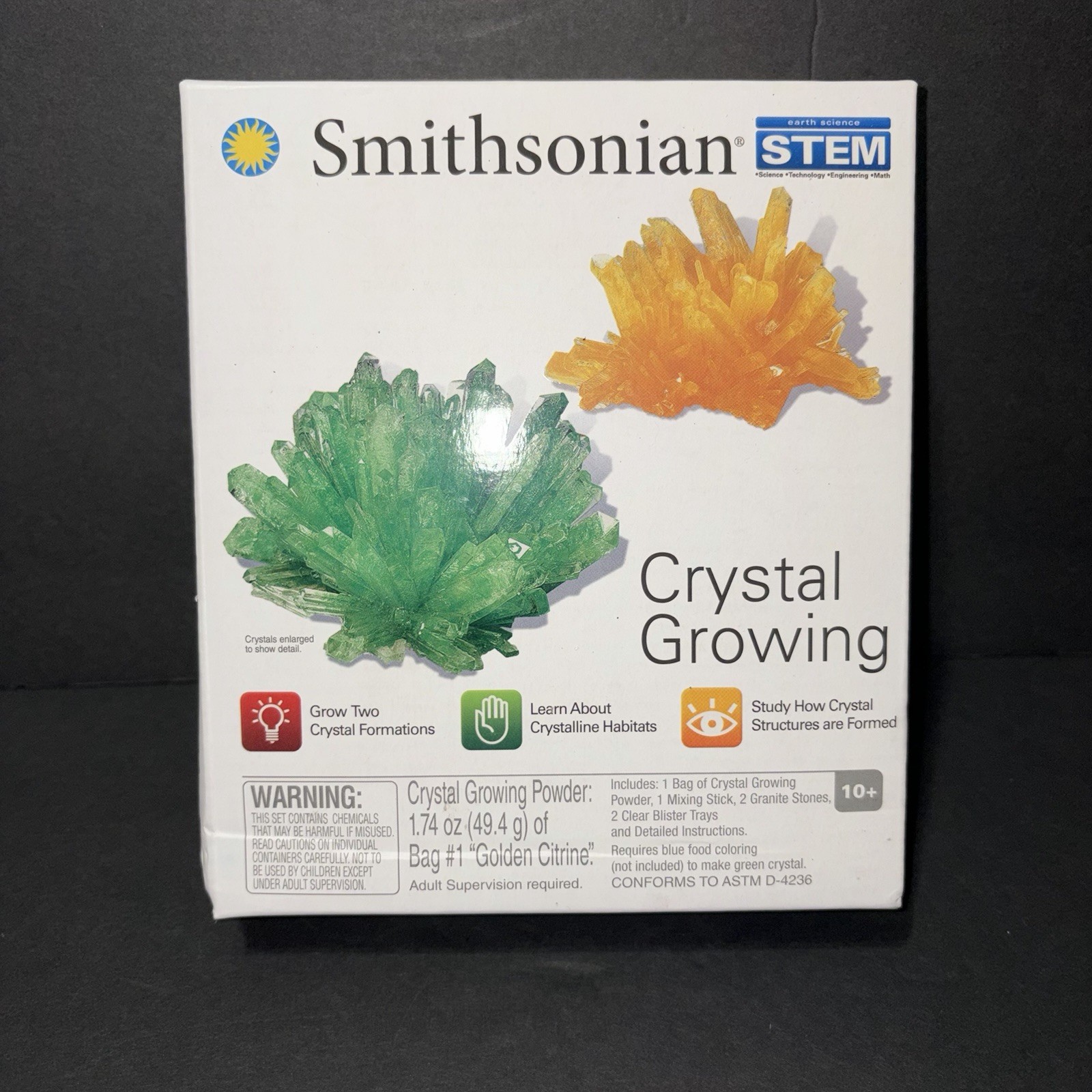Smithsonian earth science STEM Crystal Growing Kit New in Box Age 10+