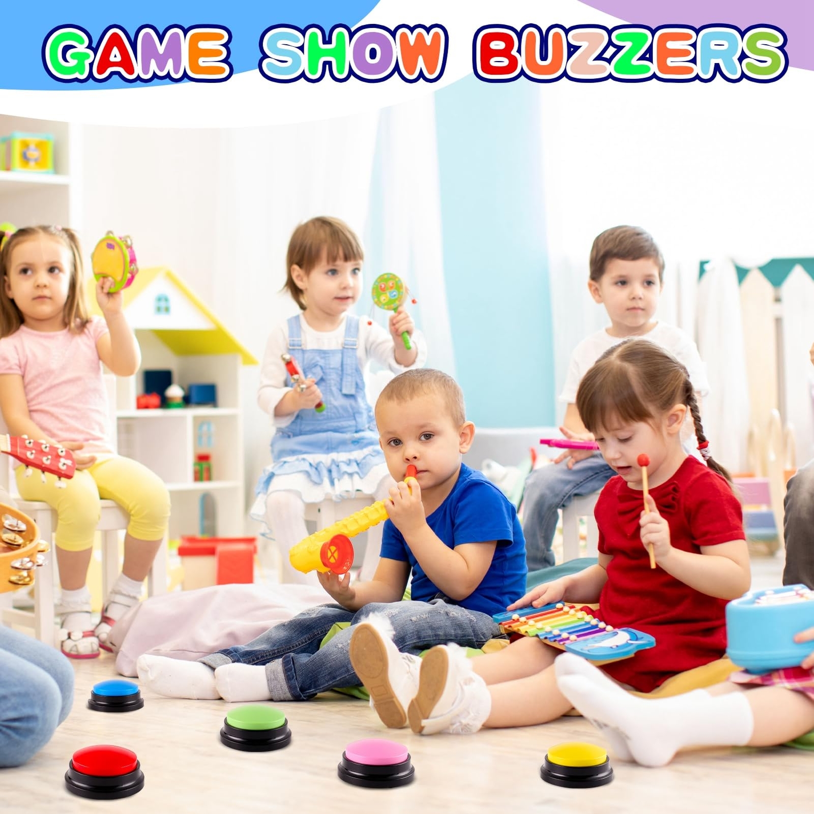 6 Pieces Recordable Answer Buzzers Button Answer Buzzers Game Show Buzzer Rec…