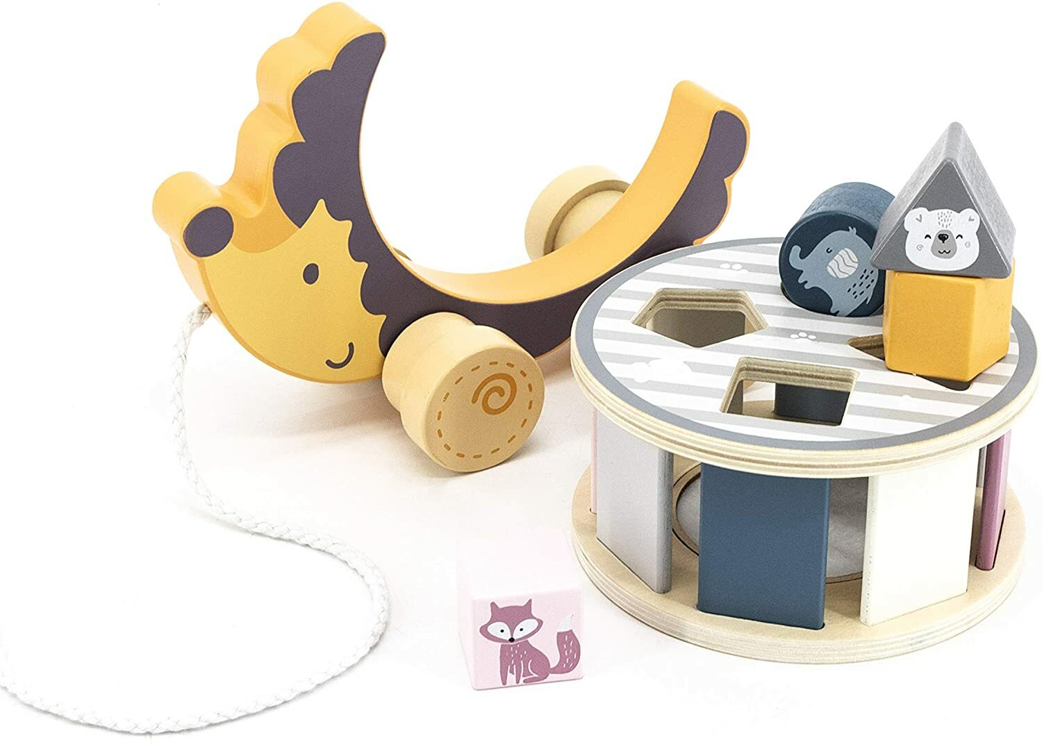 The Original Toy Company PolarB Hardwood Hedgehog Pull Toy Shape Sorter – 425532