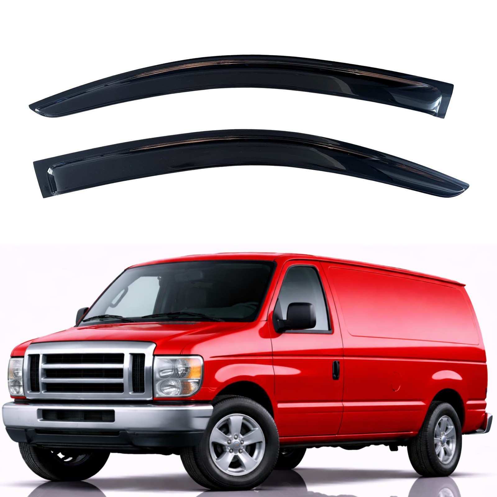 KPY Rain Guards Fit for 2007-2014 Ford E150/E250/E350/E450, Black