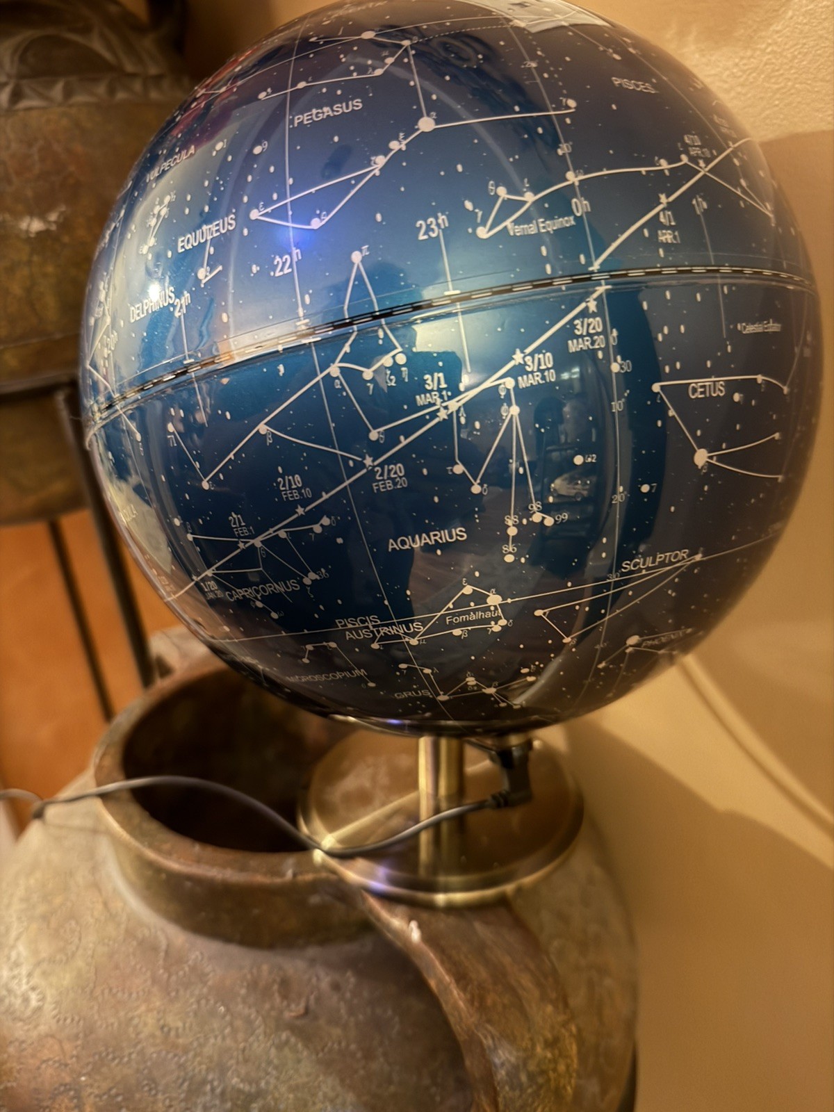 Light Up Celestial Star Map Globe Lamp Rotating Constellation Astronomy Deco EUC
