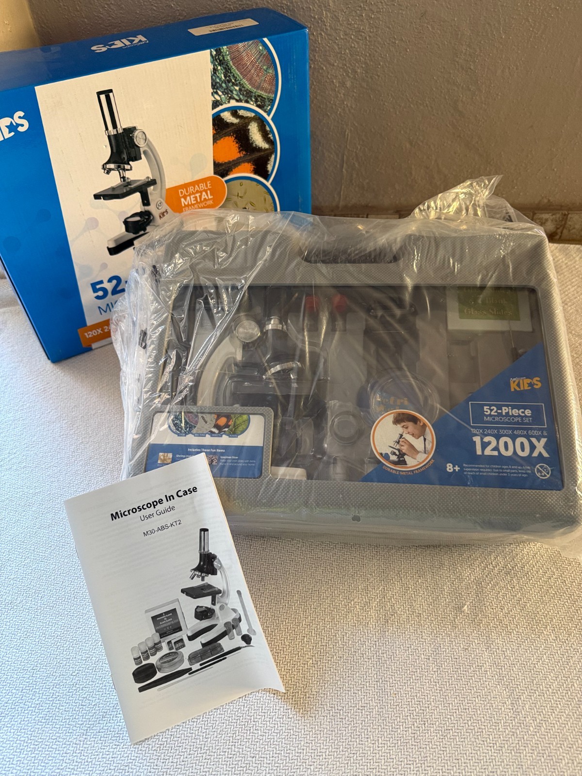 Amscope Kids Microscope Set 120X – 1200X 52 Piece Science Kit for Beginners NEW