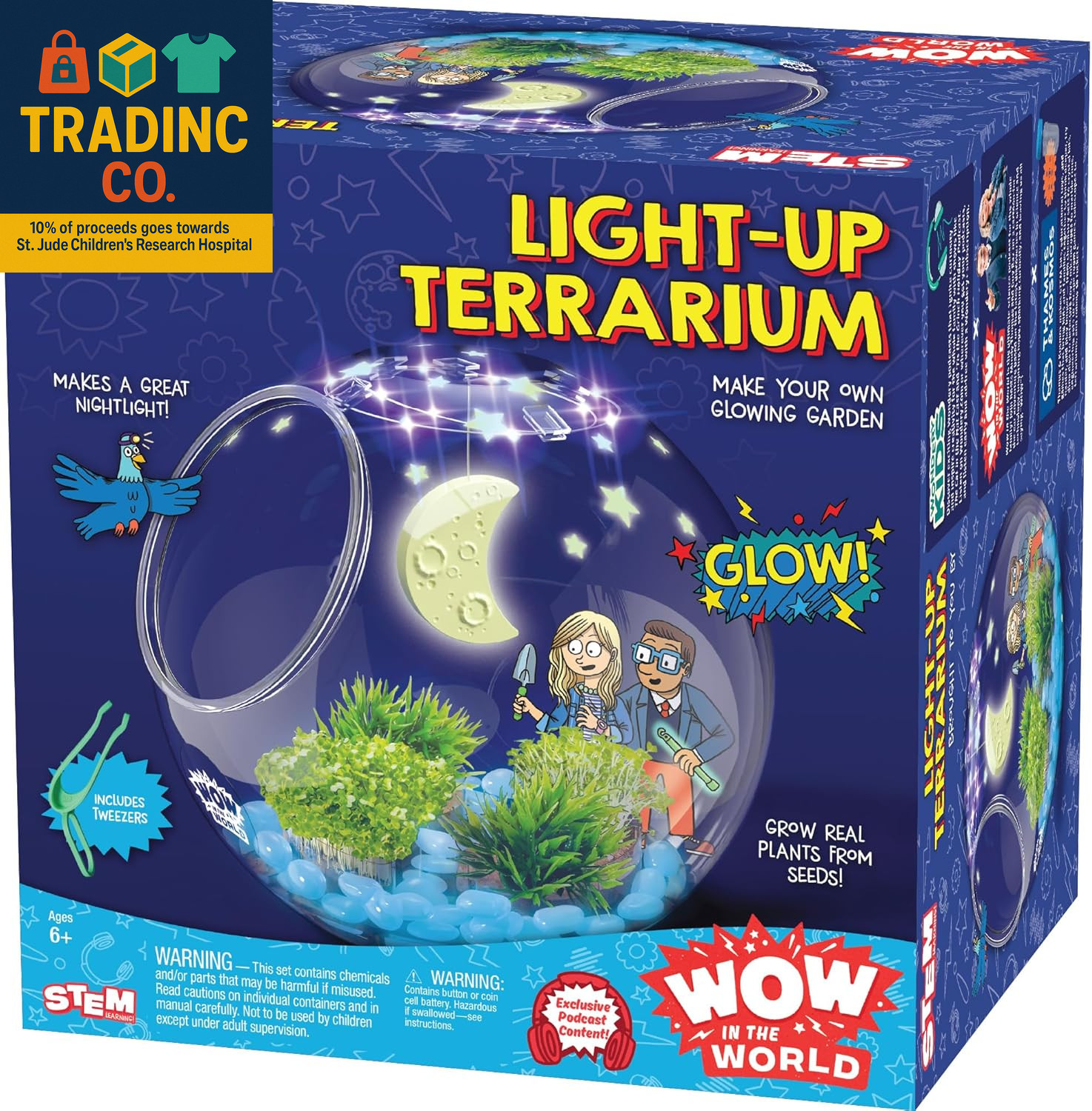Wow in the World Light-Up Terrarium | Grow Plants, Decorate Your Terrarium, Glow