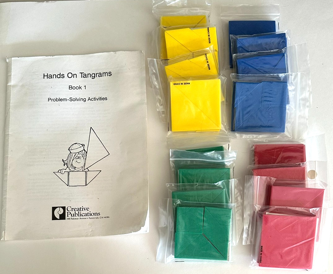 Educational Math Foam Tangrams Lot Of 16 and Hands on Tangrams Book 1