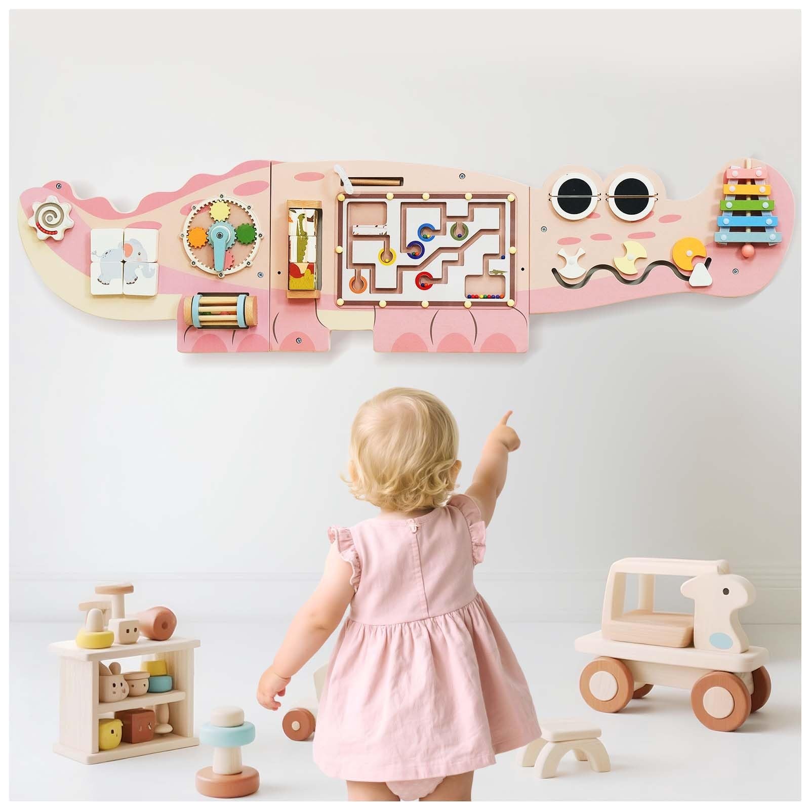 Montessori Wall Busy Board for Toddlers-Learning Activity Center for -Educati…