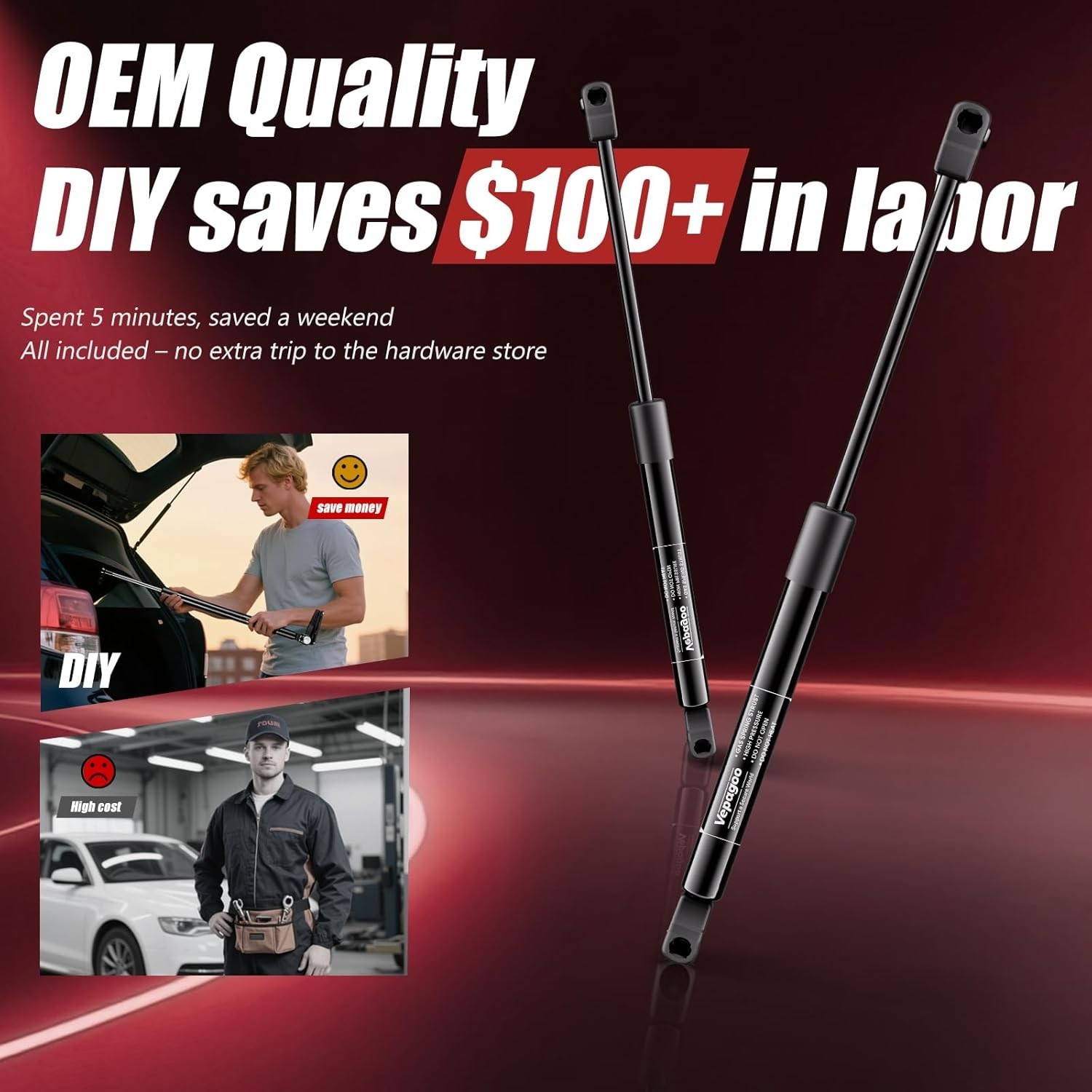 Easy-Install Rear Liftgate Struts for Subaru Legacy/Outback 2010-2014, 2 Pack