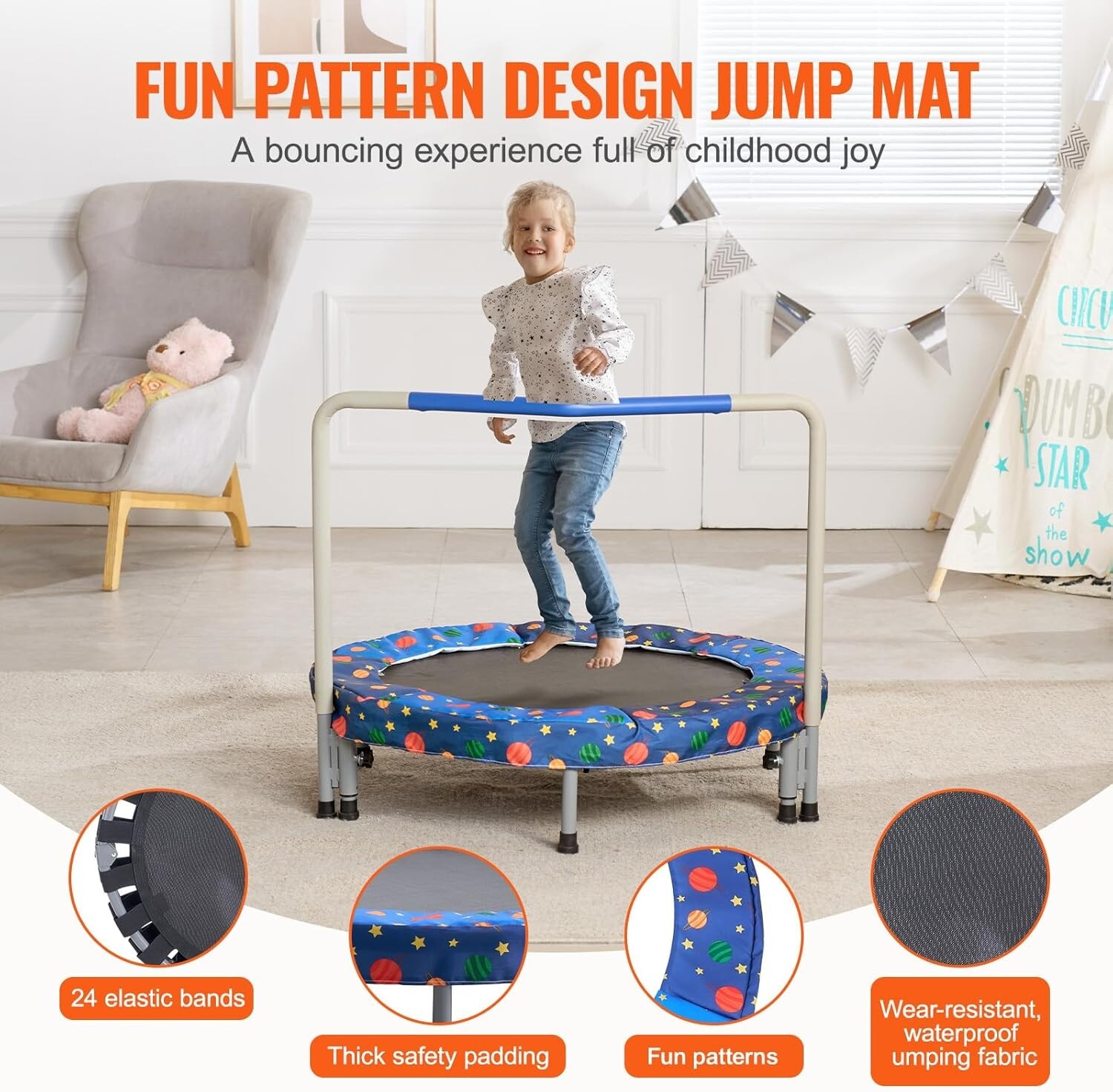 Trampolín de 90 cm (3 pies) y 91 cm (36″) para interior y exterior