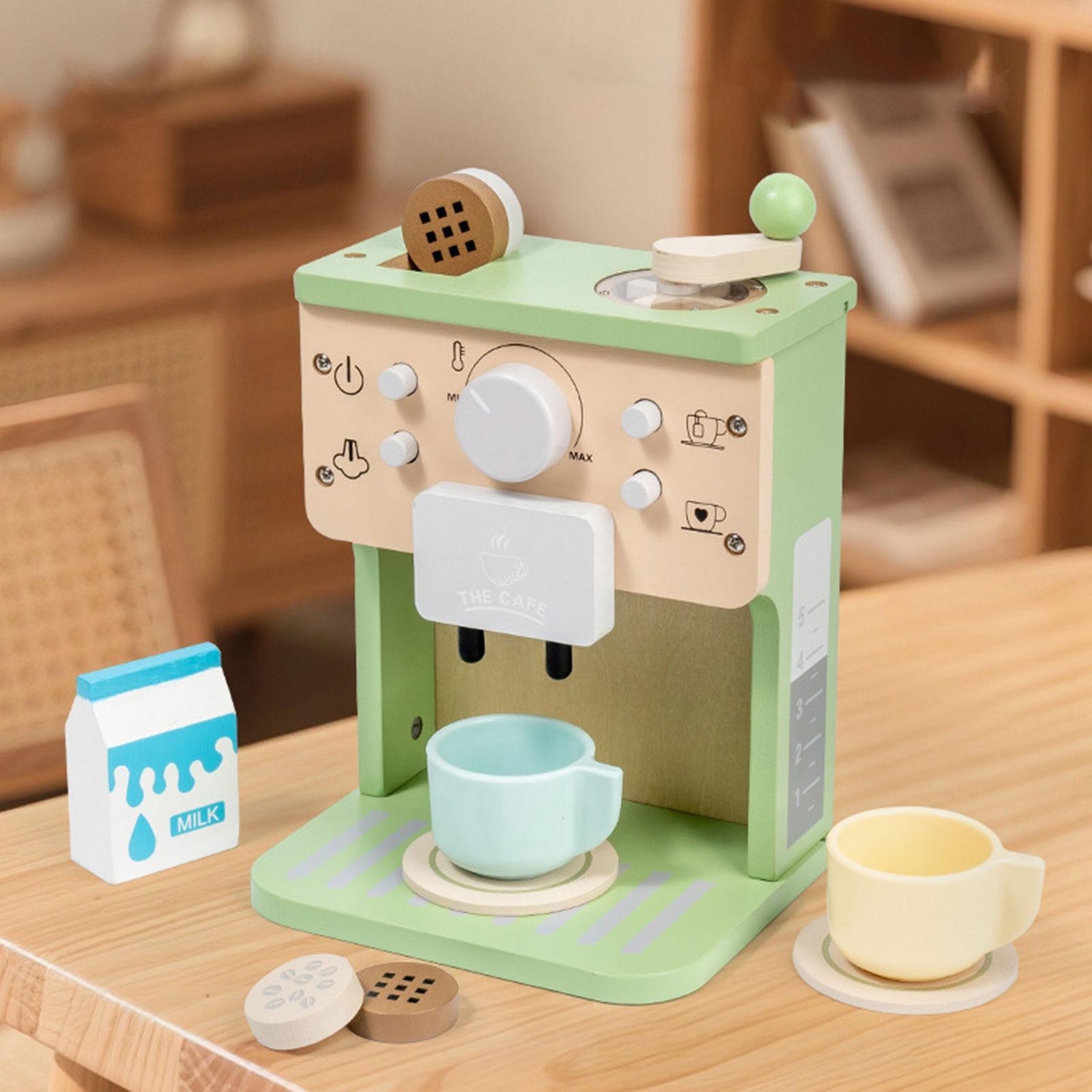 Wood Coffee Maker Playset Early Learning Pretend Play for Girls Boys Kids
