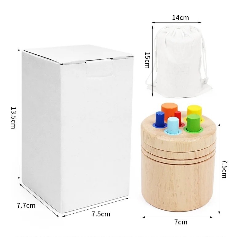 Wooden Montessori Colour Sorting Fine Motor Skills Cylinder Tower 3″ | 8cm