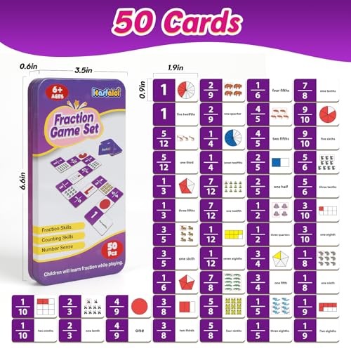 Dominoes Set,Math Games for Kids,Math Manipulatives,Counting Fraction