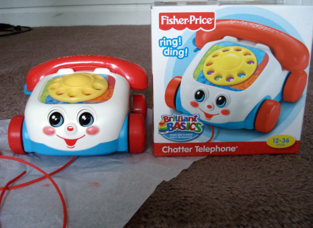 FISHER PRICE,BABY & TODDLER CHATTER TELEPHONE,PUSH,PULL TOY,EYES MOVE,WHEELS,NEW