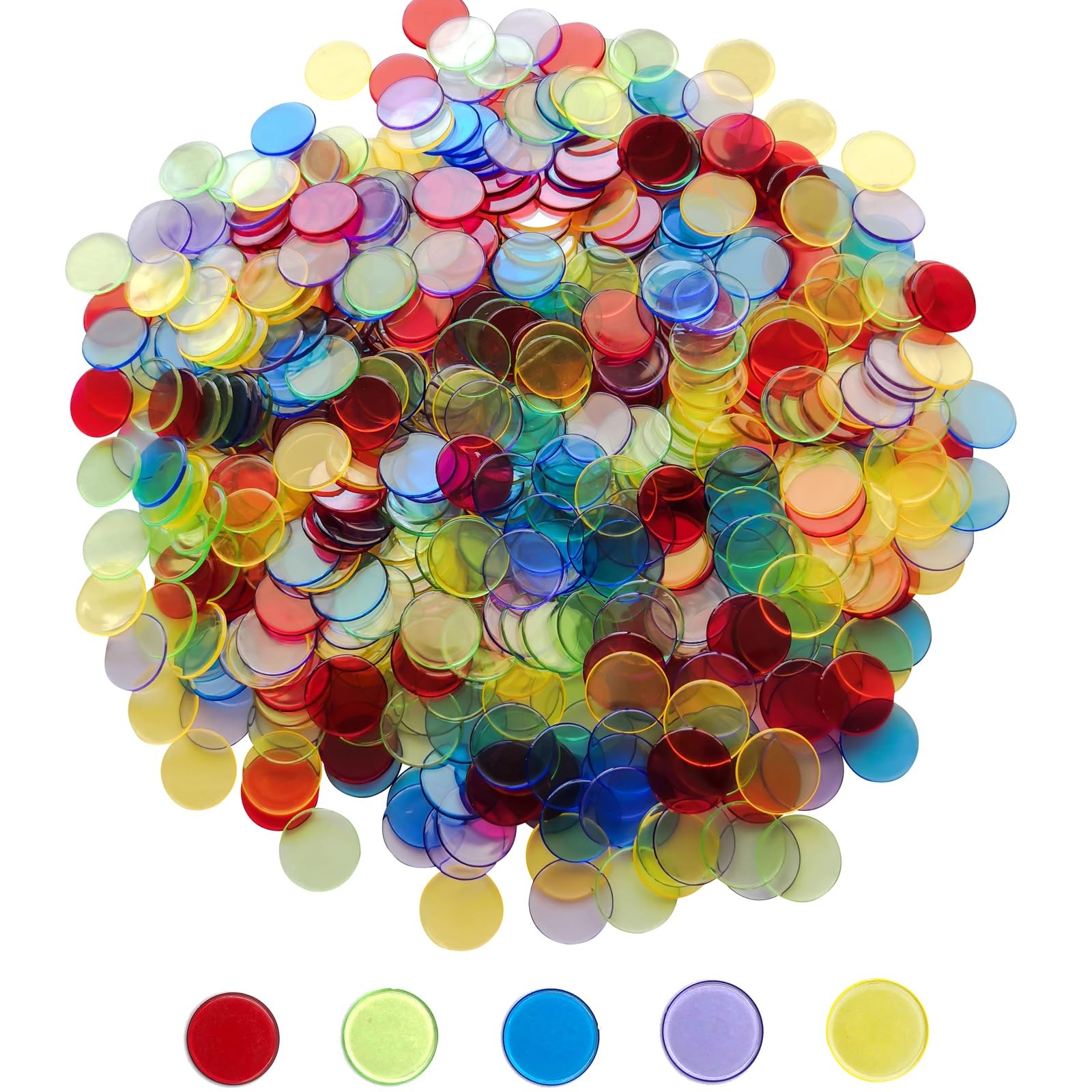 500 Pieces 3/4 Inch Transparent Counting Chips for Bingo Game, Party, Classro…