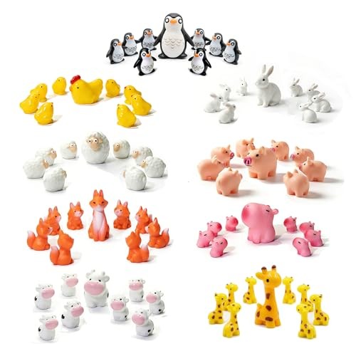 81pcs Garden Animal Miniatures Figurines Accessories, 9 Sets of Farm and