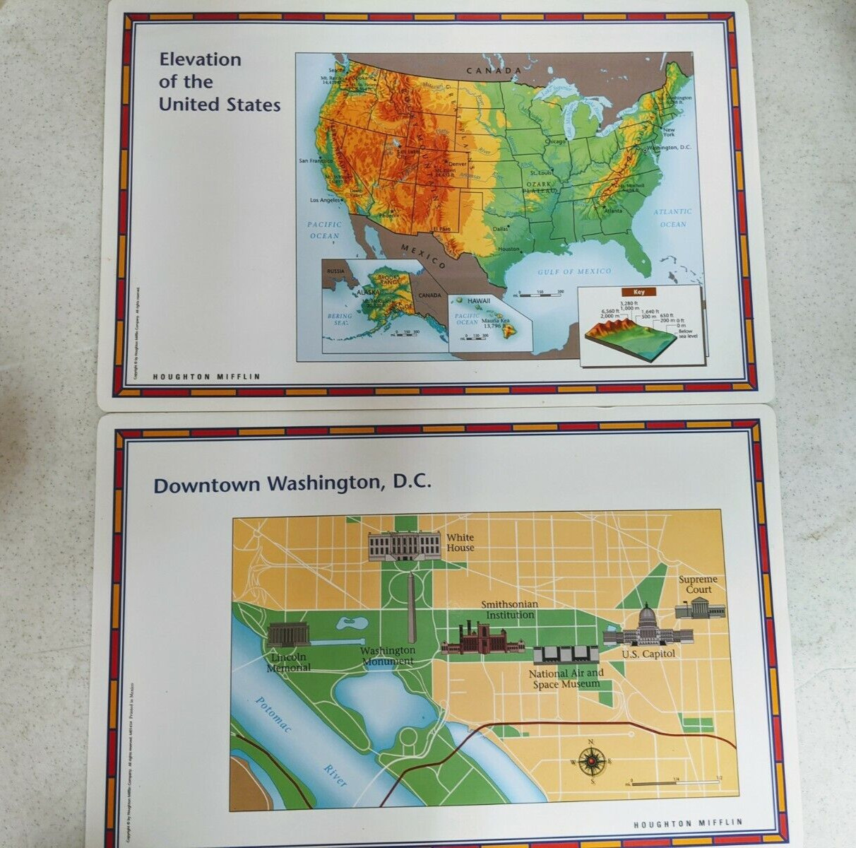 Elevation of the United States & Washington D.C. 2 Sided Laminated Map 11″ X 17″