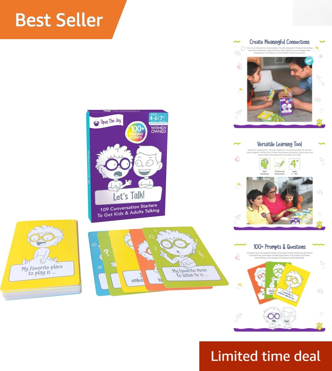 Interactive Let’s Talk Cards: 100+ Prompts to Enhance Kids’ Emotional Skills