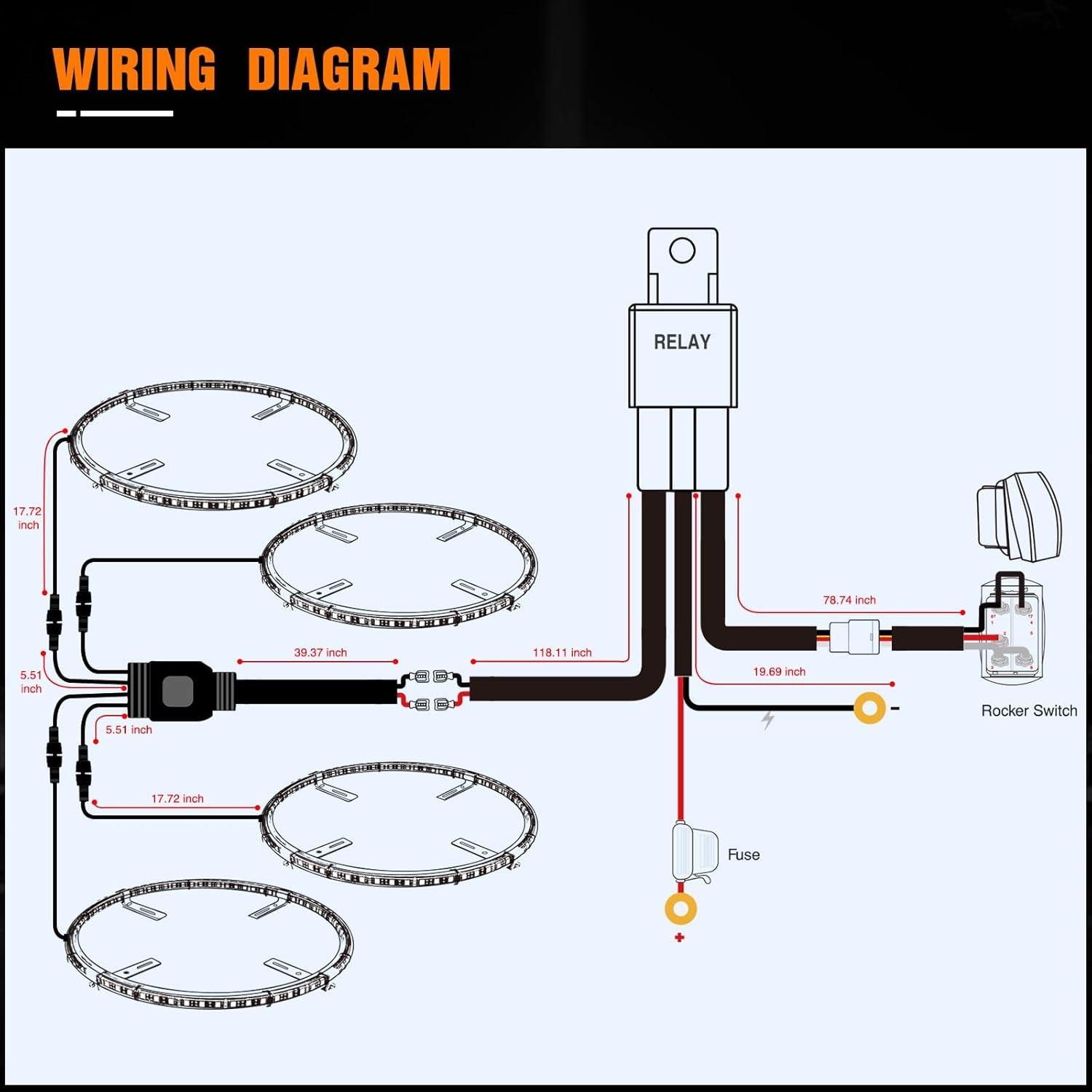 LED Wheel Ring Lights Nilight 4PCS 15.5 Inch Pure White