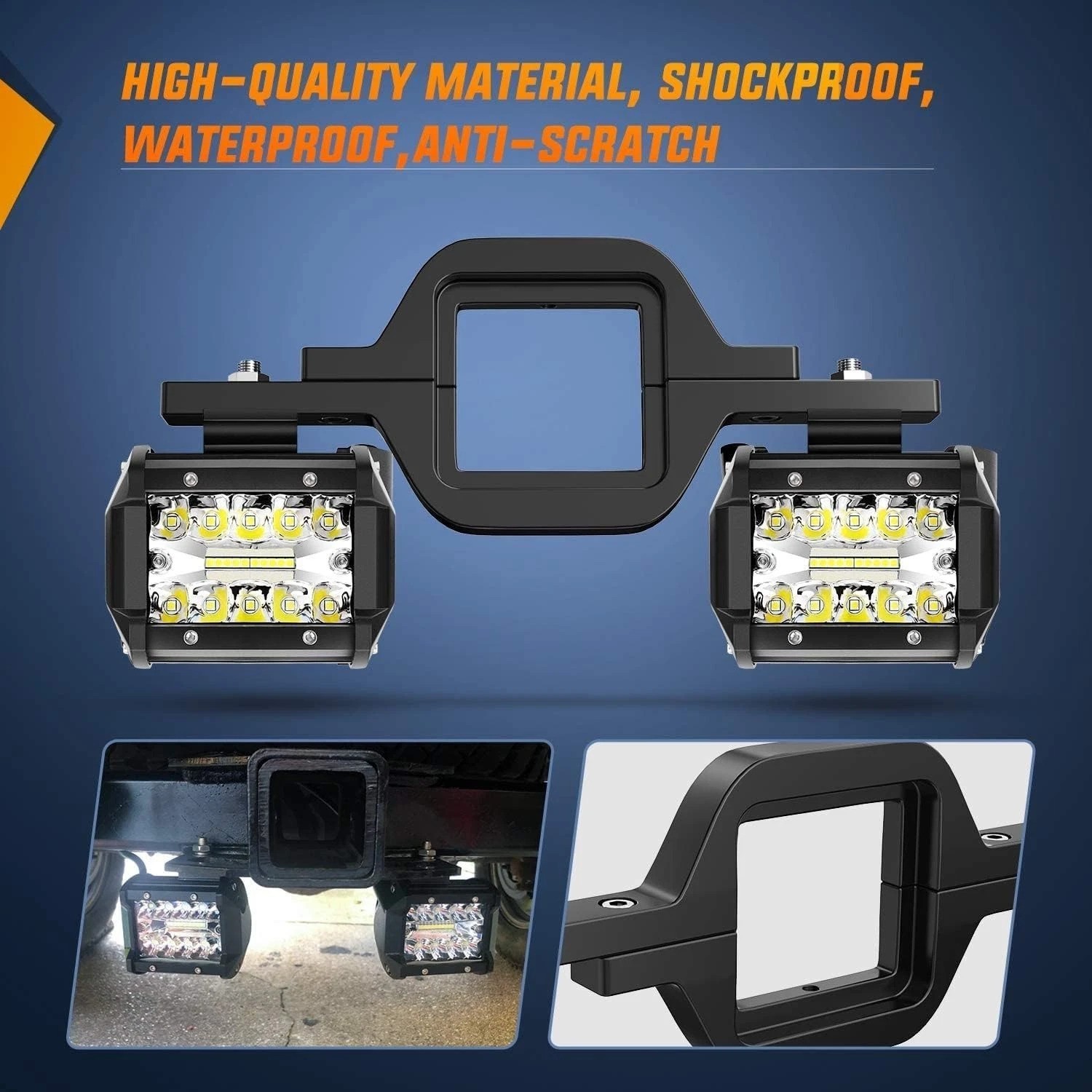 2 Pcs 4 Inch 60W Led Pods with 2 Inch Tow Hitch Mounting Brackets Backup Reve…
