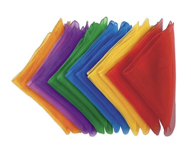 Zhanmai Silky Activity Scarves 36 Piece 24” X 24” Scarf Class Set – 6 Colors
