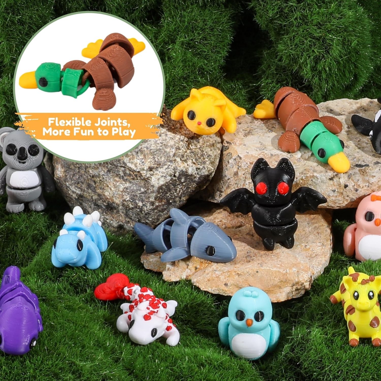 Articulated Mini Animals – 35 Pcs Fidget Toys for Imaginative Play & Rewards
