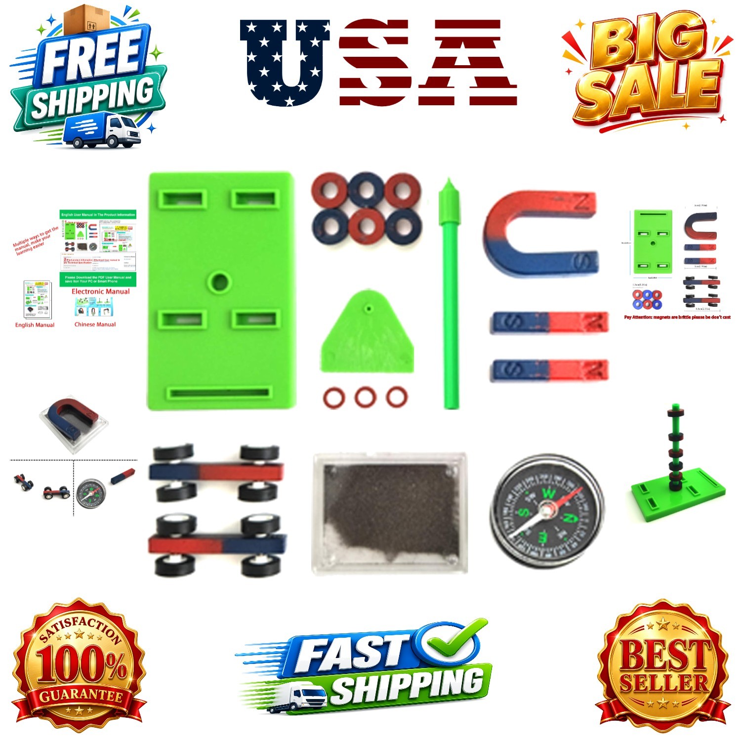 Labs Junior Science Magnet Set for Education Science Experiment Tools Icludin…