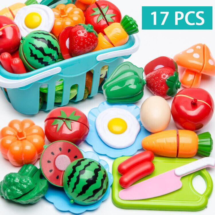 Educational Toy Plastic Kitchen Toy Set Cut Fruit and Vegetable Food Play House