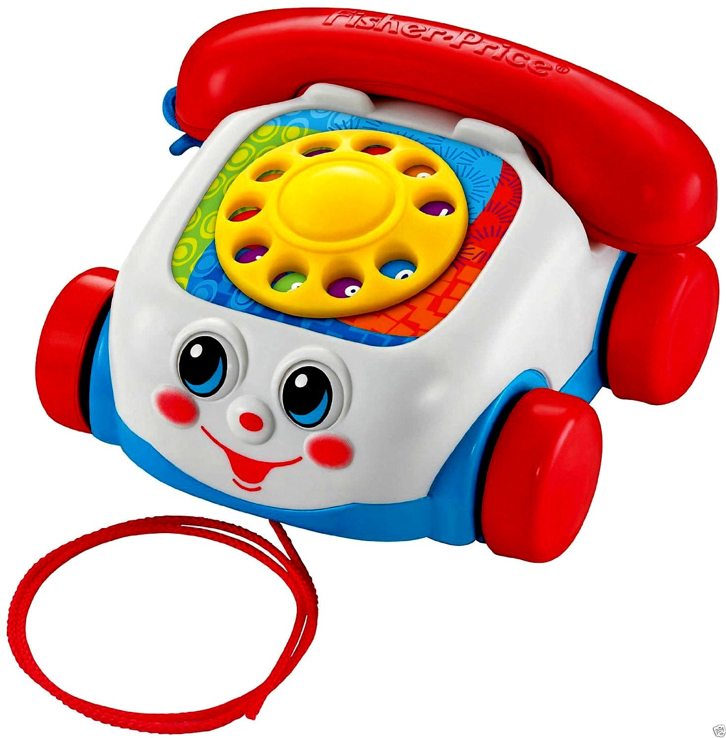 FISHER PRICE,BABY & TODDLER CHATTER TELEPHONE,PUSH,PULL TOY,EYES MOVE,WHEELS,NEW
