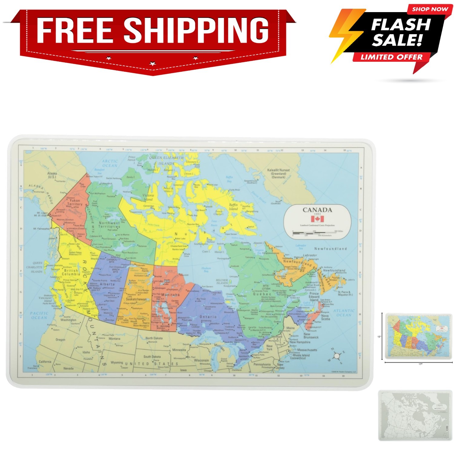Canada Map Placemat, 12 x 17 1/2 inches