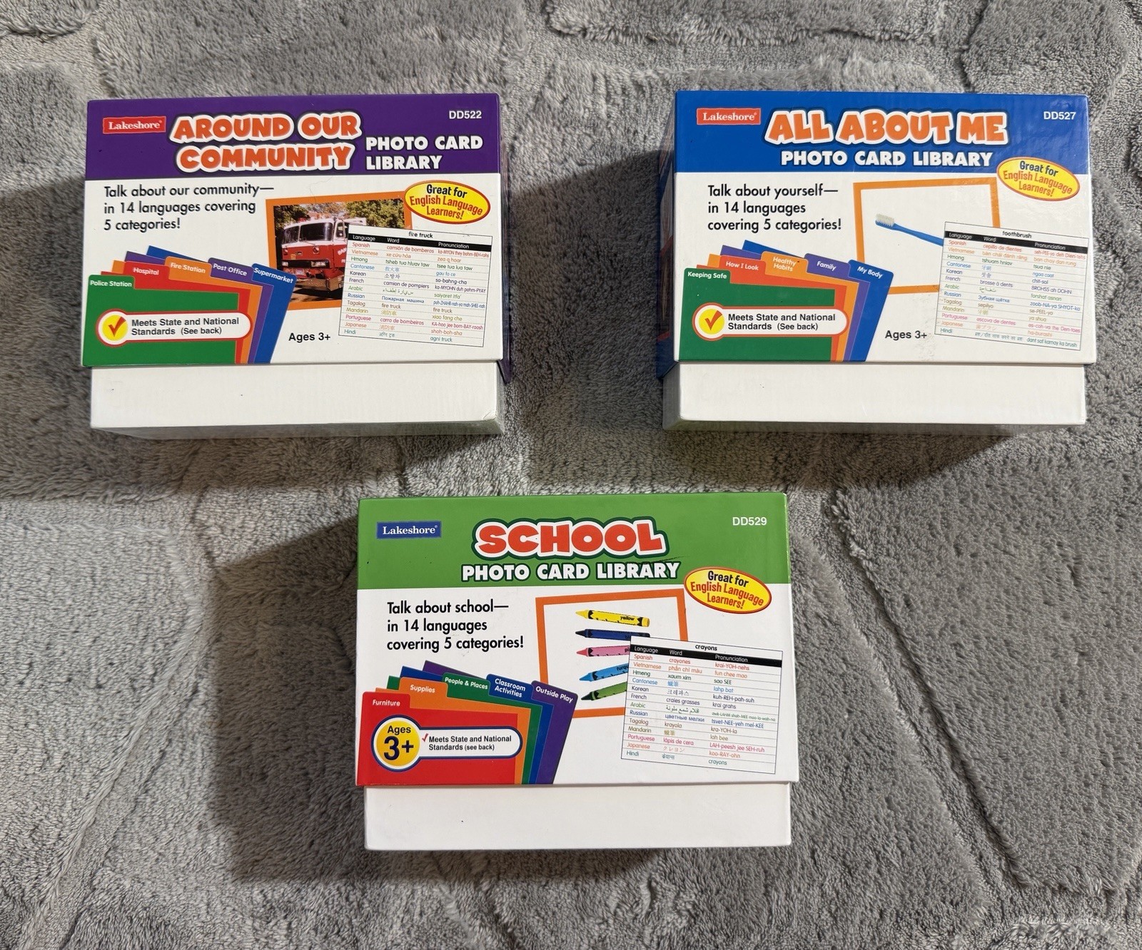 Lakeshore Vocabulary Development Photo Card Library- about me, community, school
